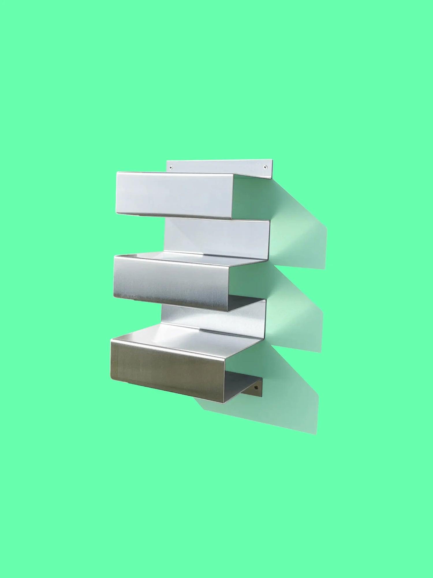 Wall-mounted aluminium shelf with a sleek, modern design