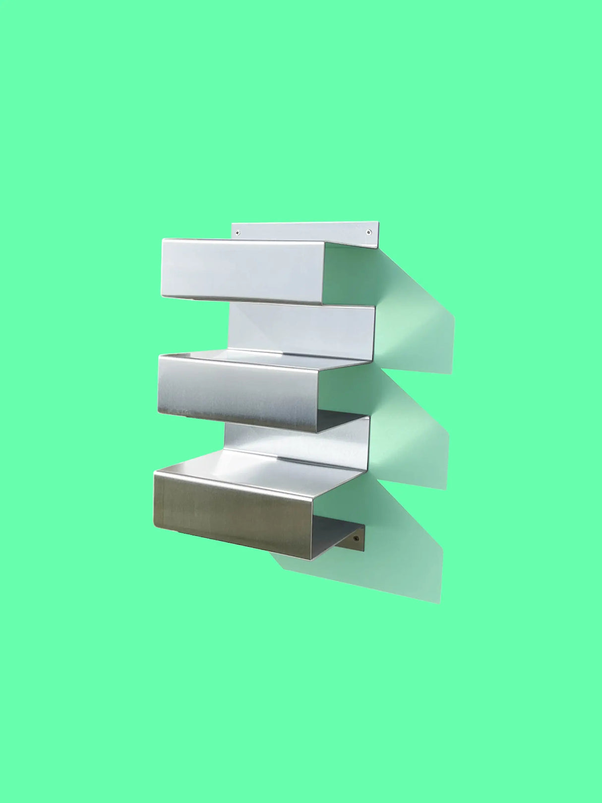 Wall-mounted aluminium shelf with a sleek, modern design