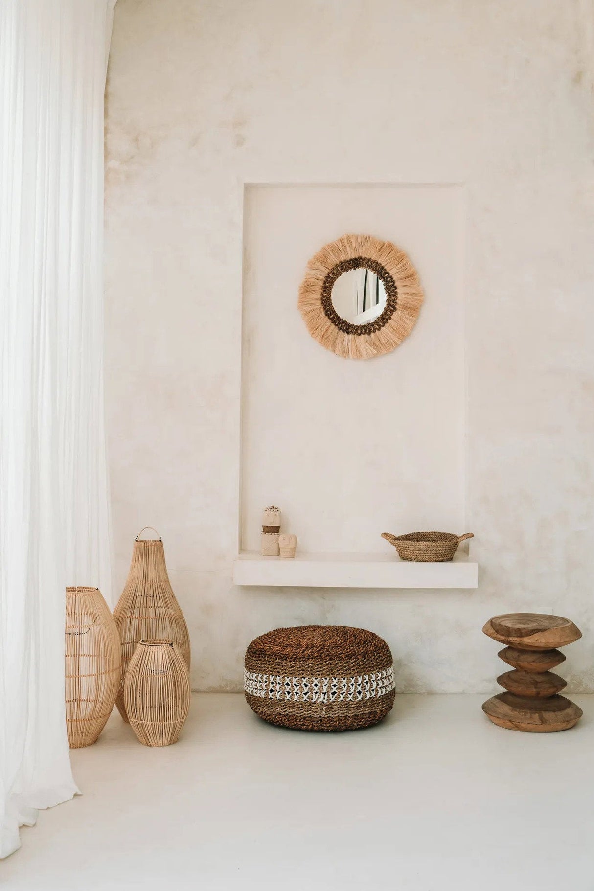 Suspension ZURI - Éclairage en rotin naturel