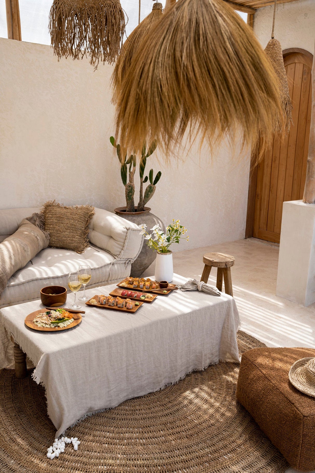 150x150cm Linen Tablecloth in Beige