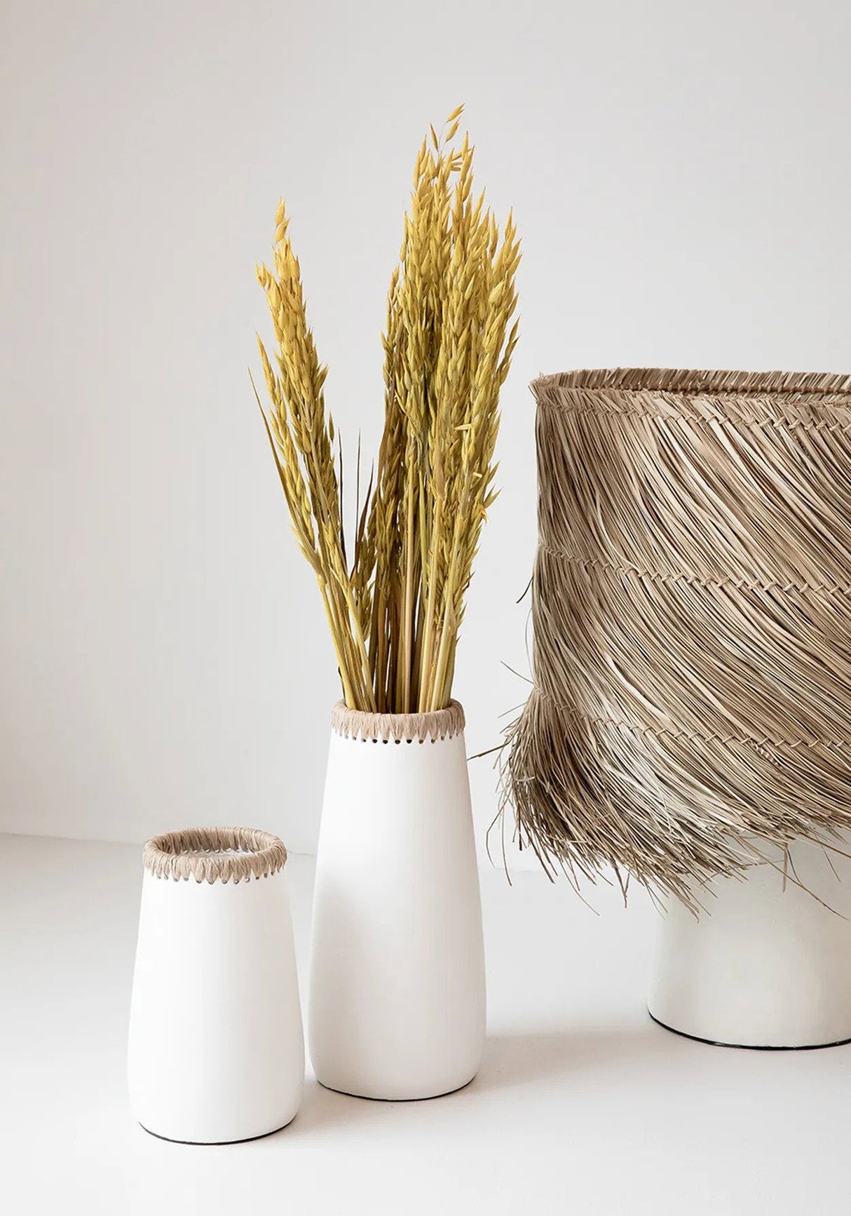 Terracotta "Sneaky" Vase with Raffia Detail - Perfect for Dried Flowers