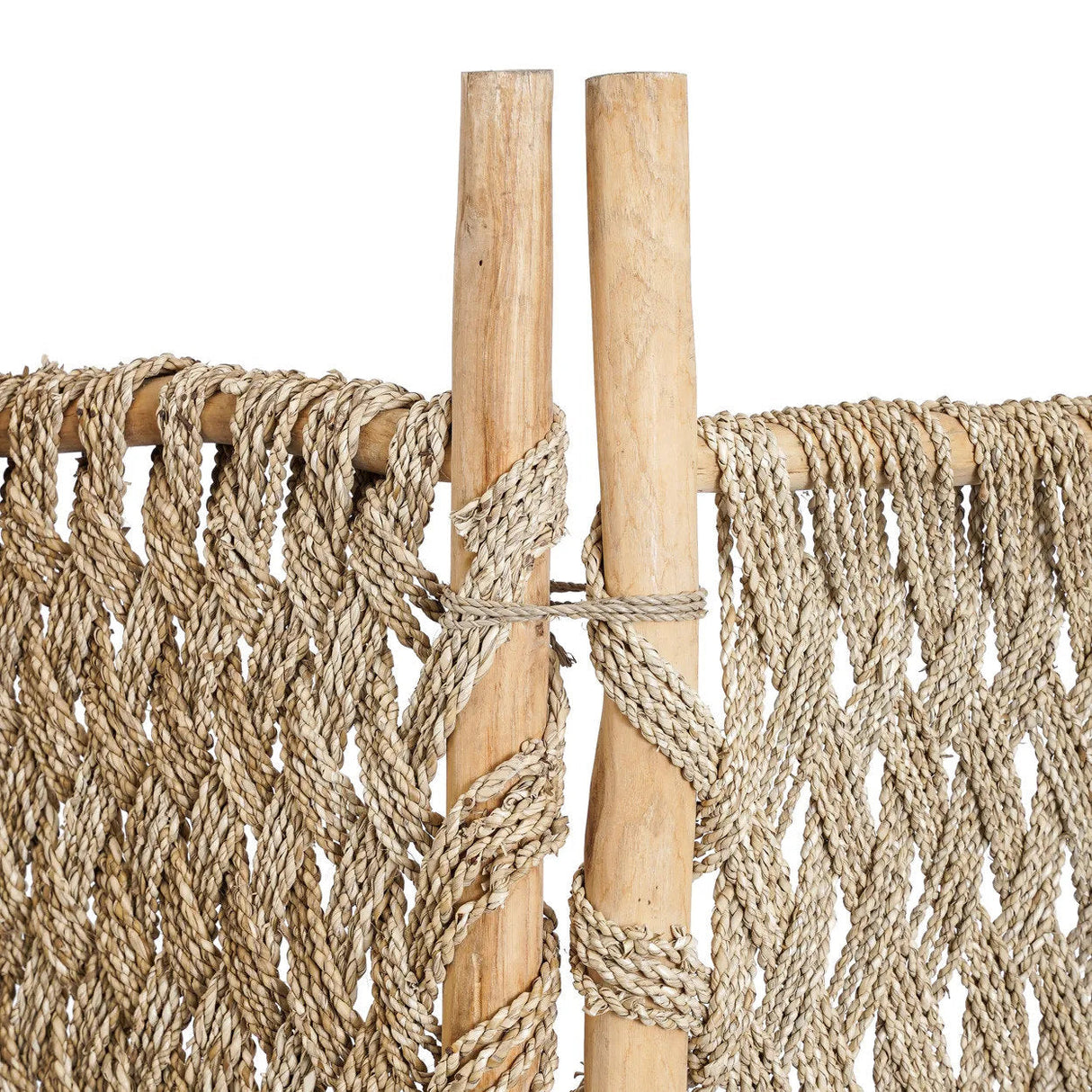 Natural Teak Wood & Seagrass Room Divider