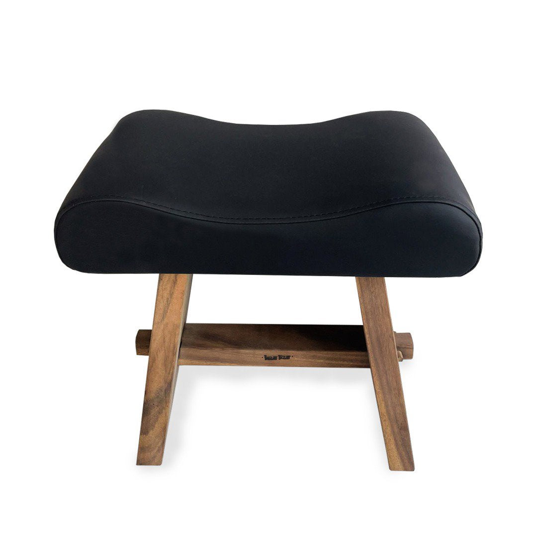 STAR Stool - Suar Wood & Leather Seat Stool