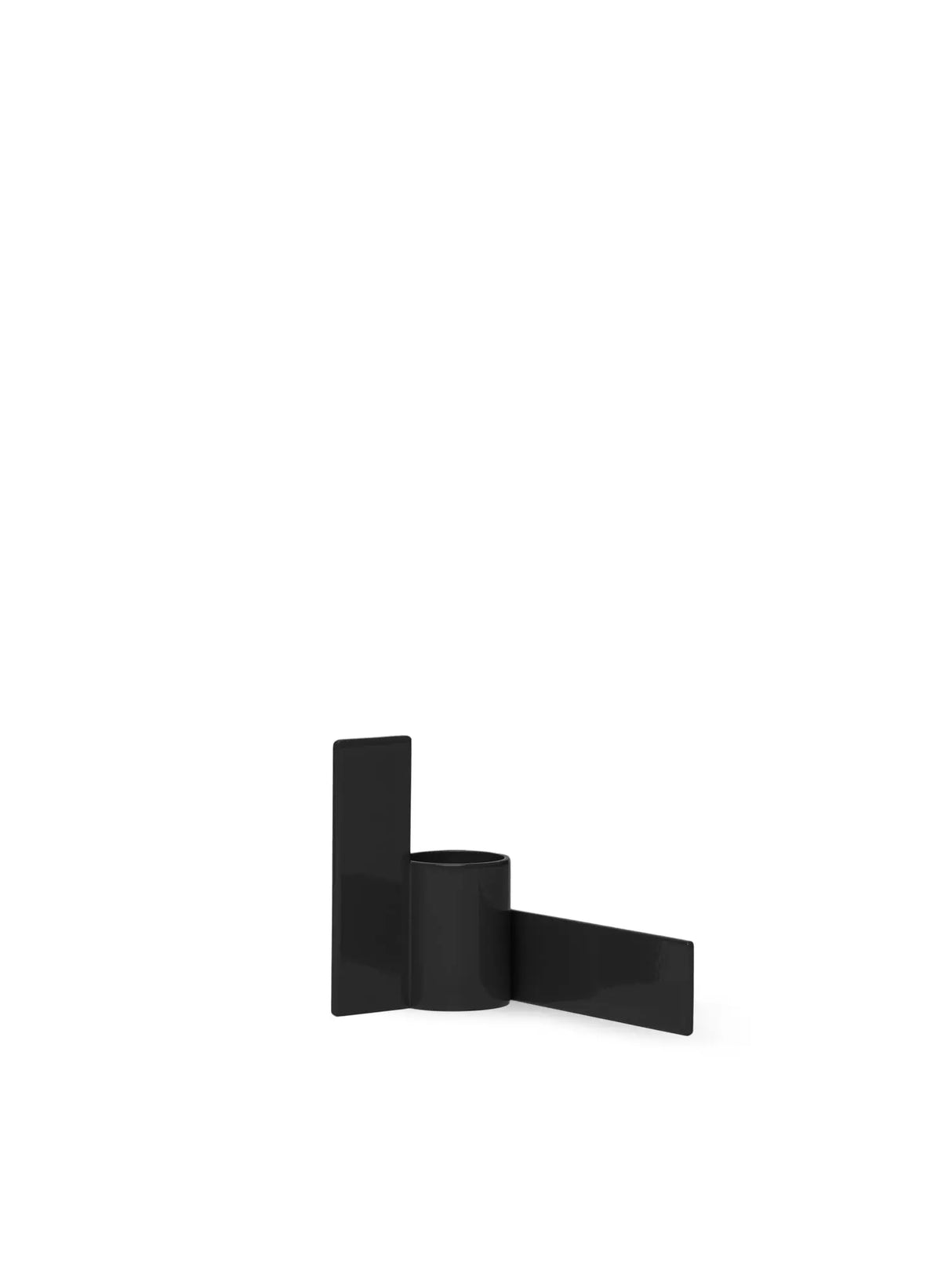 Modern matte black candlestick with a brushed stainless steel finish, part of the versatile Stences Icon series