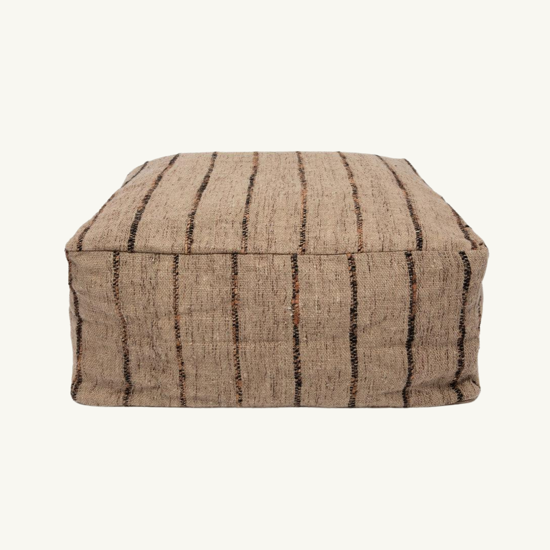 Oh My Gee Pouffe – Handcrafted Cotton Pouffe in Beige Black with Bohemian Flair