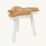 Natural White 'Organic' Side Table - Elegant Teak Wood Accent