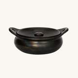 Black Burnt Terracotta Serving Pot with Lid - Elegant Tableware