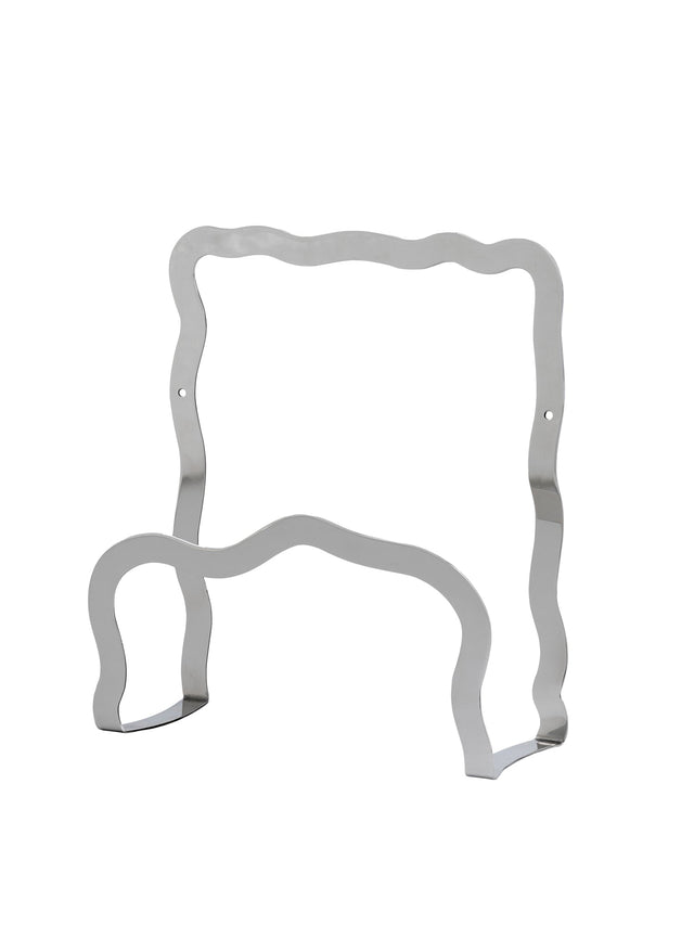 Wall-Mounted Magazine Holder - Glossy Chrome with Artistic Wave Design by Stences Stences