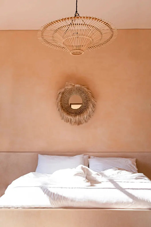 Abaca Round Mirror – Handcrafted Abaca Grass, Boho Chic Sustainable Decor Bazar Bizar