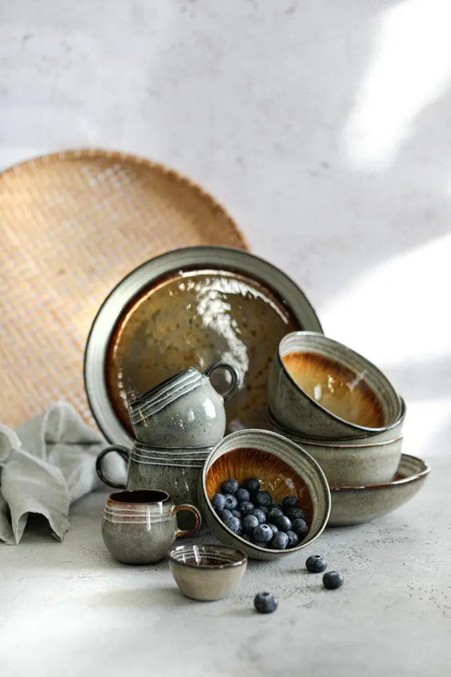 Comporta Collection Grey Coffee Cups, dishwasher-safe and food-safe for easy cleaning and convenience