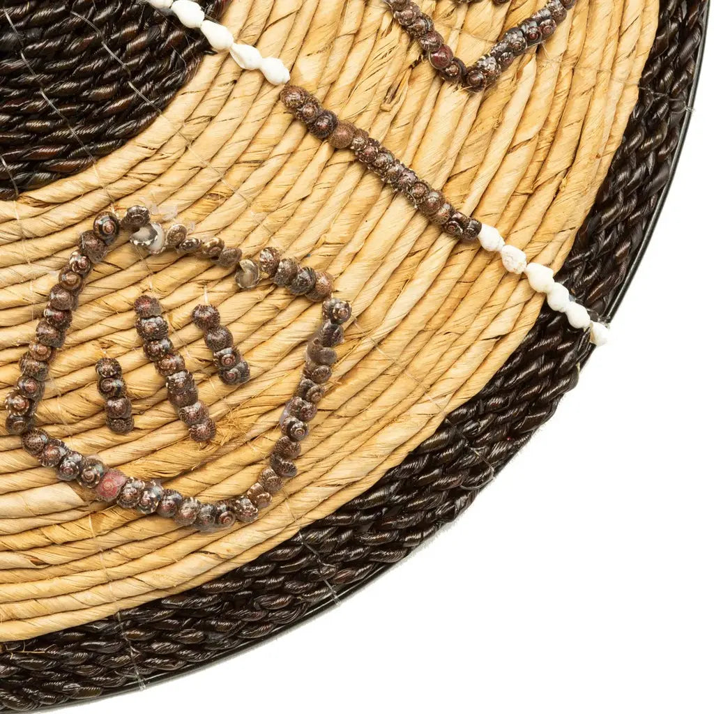 Cozumel Handwoven Wall Art, featuring black accents on natural banana leaf, adding bold and sophisticated style to any room