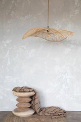 Versatile Hat Rattan Pendant Light ideal for living rooms, dining areas, and bedrooms with its eco-friendly craftsmanship