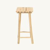 Island Barstool crafted from solid teak wood with a natural finish, designed for stylish and comfortable outdoor seating in gardens, terraces, or pools