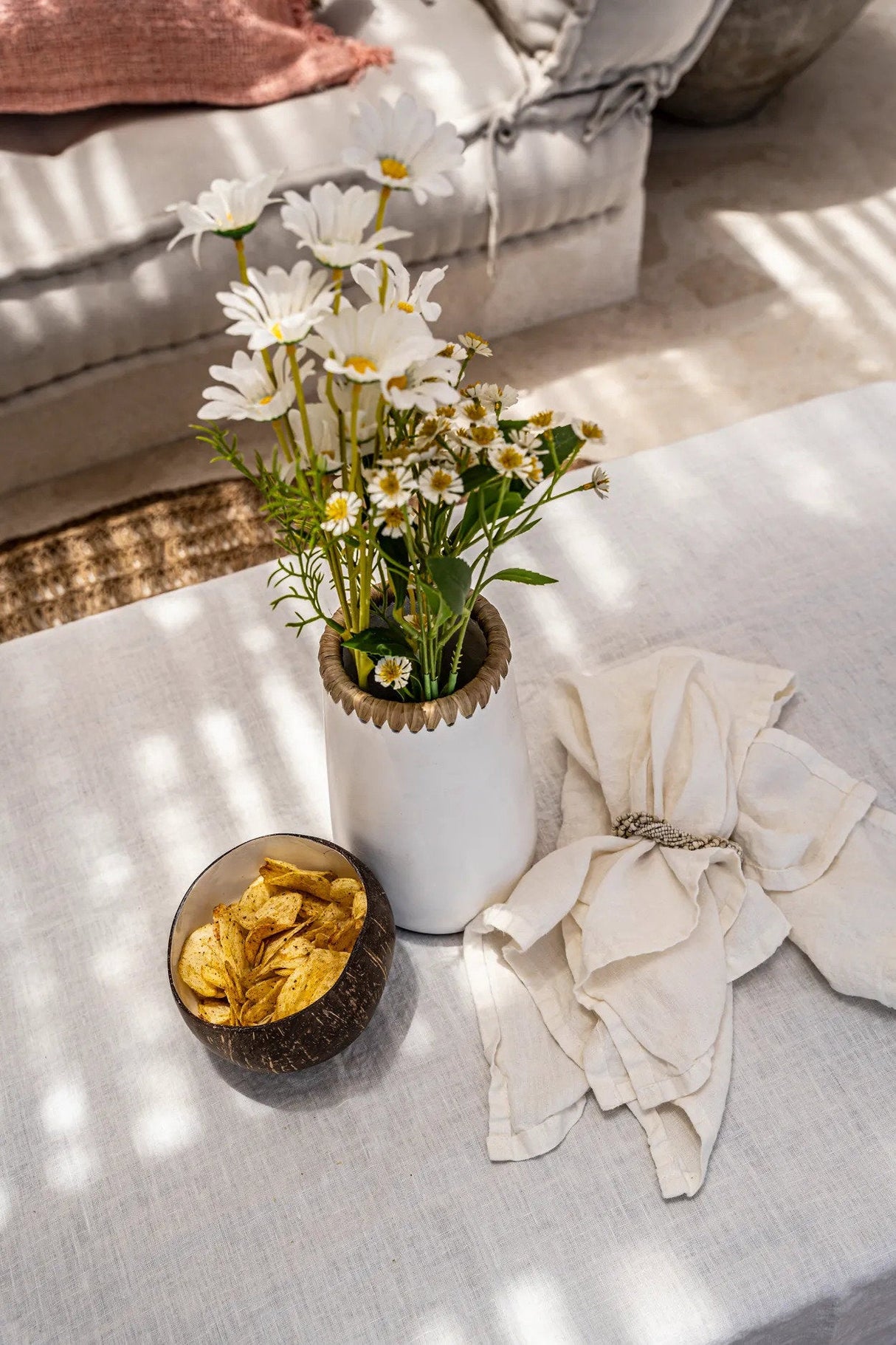 Terracotta "Sneaky" Vase with Raffia Detail - Perfect for Dried Flowers