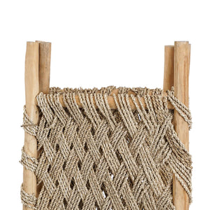 Natural Teak Wood & Seagrass Room Divider