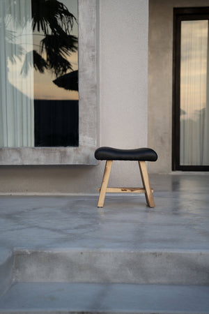 STAR Stool - Suar Wood & Leather Seat Stool