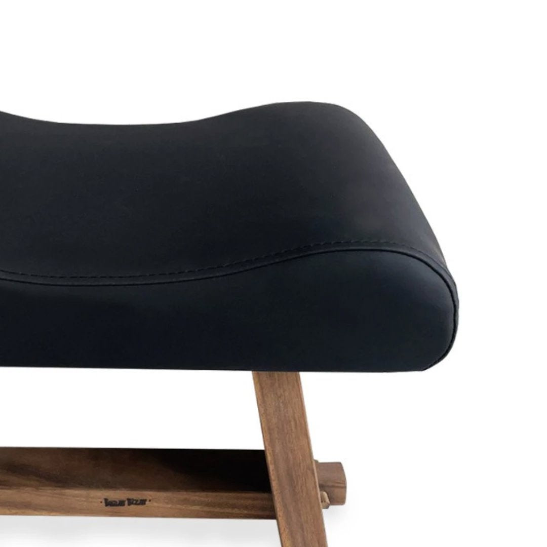 STAR Stool - Suar Wood & Leather Seat Stool