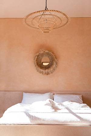 Abaca Round Mirror – Handcrafted Abaca Grass, Boho Chic Sustainable Decor