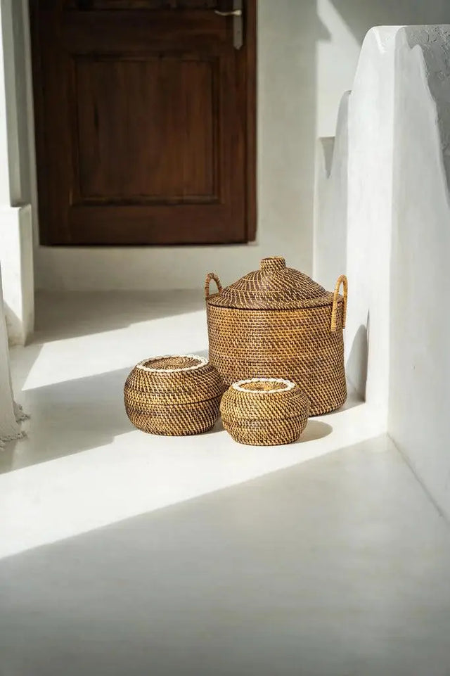 "Colonial Handles" Basket - Natural Brown - maisonbymartina