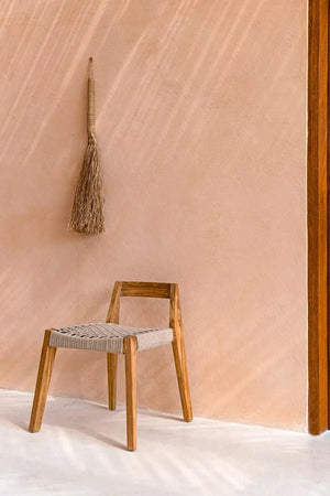 The Marathi Teak Wood Chair features natural elegance with its timeless design, crafted from eco-friendly recycled teak wood