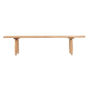 Close-up shot of the Matita Bench's upcycled teak wood, showing the rich texture and natural grain of the sustainable material. A durable and modern piece for eco-conscious interiors.