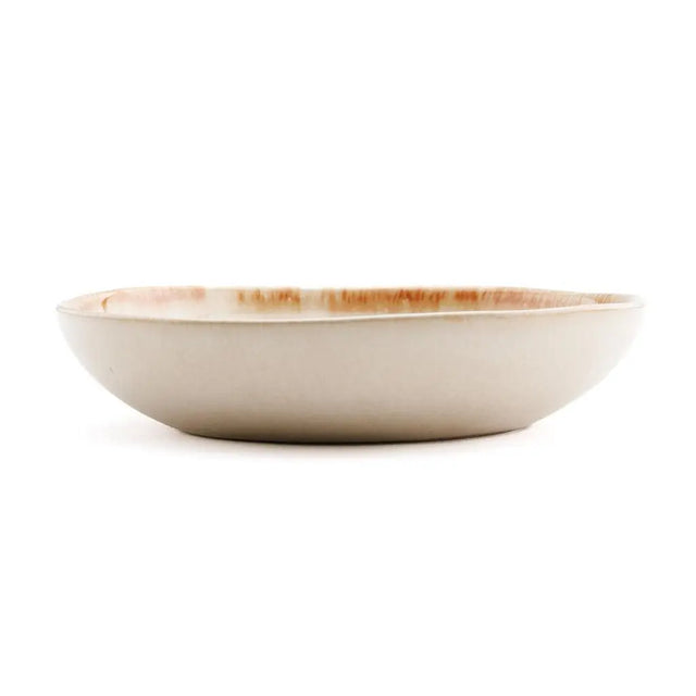 Set of 6 small Cascais bowls, handcrafted in Portugal with a white ceramic finish and subtle yellow detail, ideal for casual or special meals