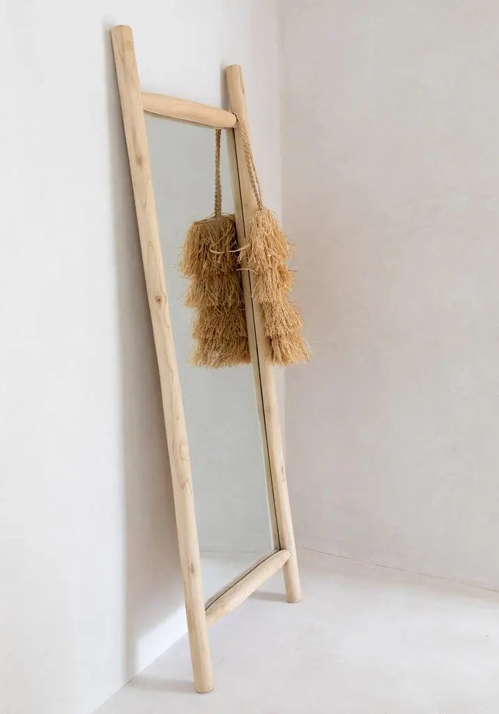 Handcrafted teak wood frame large floor mirror, designed to add rustic charm and natural beauty to any space in your home.