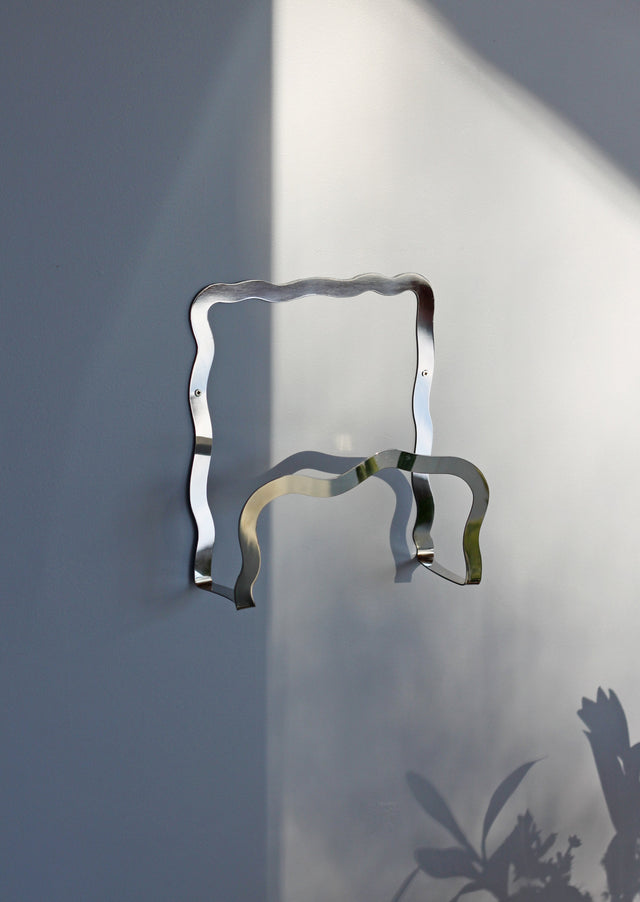 Wall-Mounted Magazine Holder - Glossy Chrome with Artistic Wave Design by Stences Stences