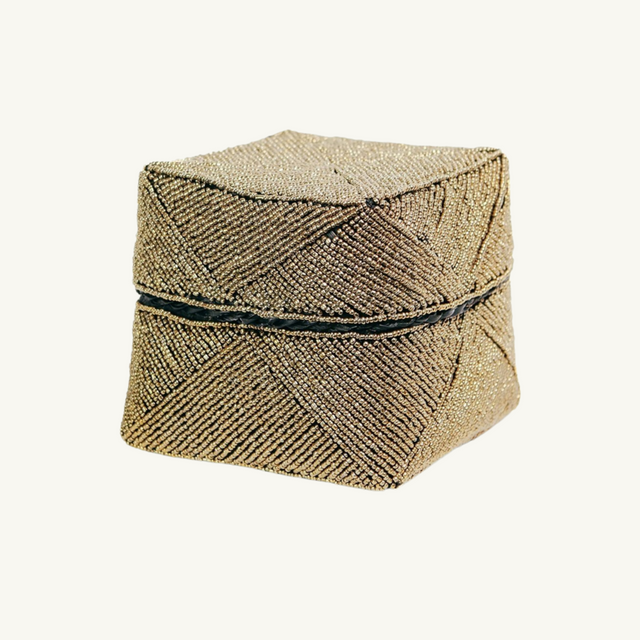Handcrafted Balinese Bead Offering Boxes in elegant gold, blending cultural significance with modern decorative use