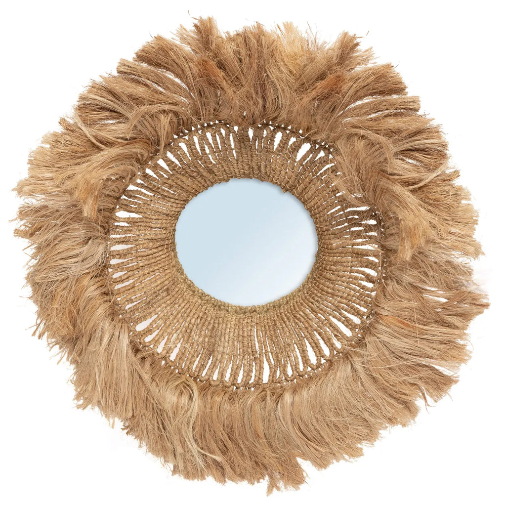 Abaca Round Mirror – Handcrafted Abaca Grass, Boho Chic Sustainable Decor