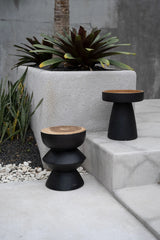 The Kulun Stool – Handmade Suar Wood Stool with Black Finish for Indoor and Covered Outdoor Use