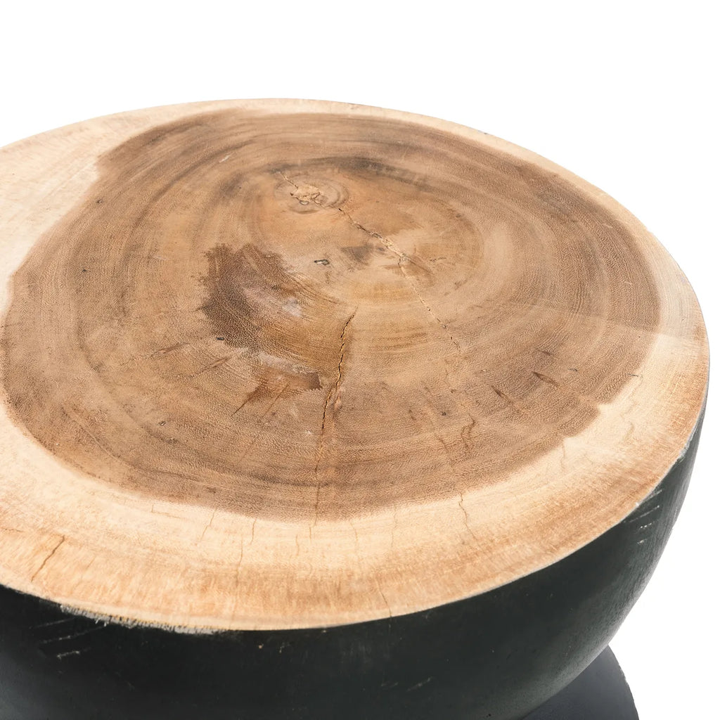 The Kulun Stool – Handmade Suar Wood Stool with Black Finish for Indoor and Covered Outdoor Use