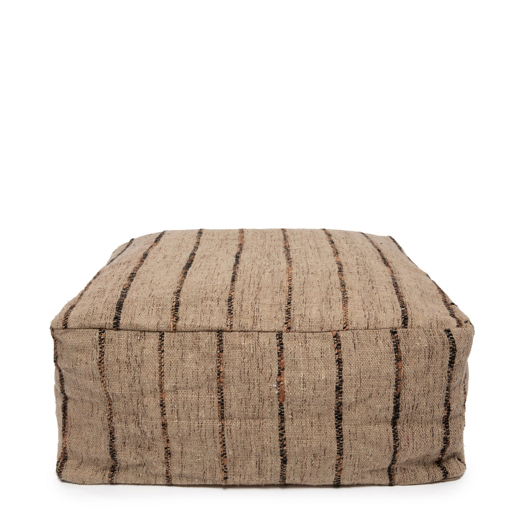 Oh My Gee Pouffe – Handcrafted Cotton Pouffe in Beige Black with Bohemian Flair