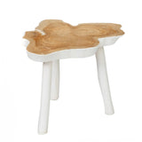 Natural White 'Organic' Side Table - Elegant Teak Wood Accent