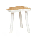 Natural White 'Organic' Side Table - Elegant Teak Wood Accent