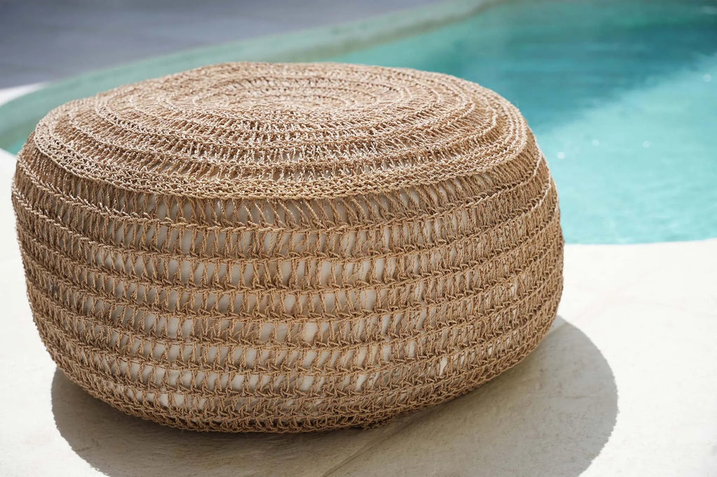 Round Seagrass Pouffe – Boho Chic Style - Modern and Durable Design