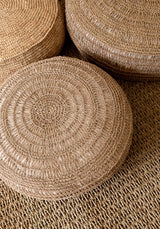 Round Seagrass Pouffe – Boho Chic Style - Modern and Durable Design