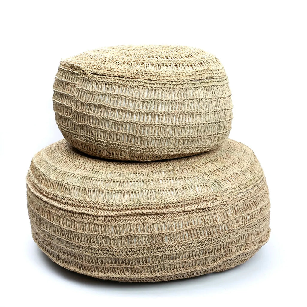 Round Seagrass Pouffe – Boho Chic Style - Modern and Durable Design