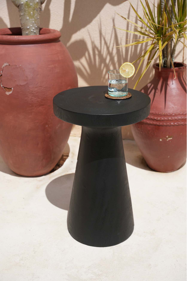 Elegant black Fiji Side Table made from natural suar wood