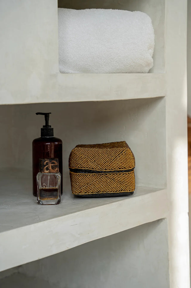Balinese Bead Offering Boxes made from bamboo and beads, perfect for adding an exotic touch to your storage and decor.