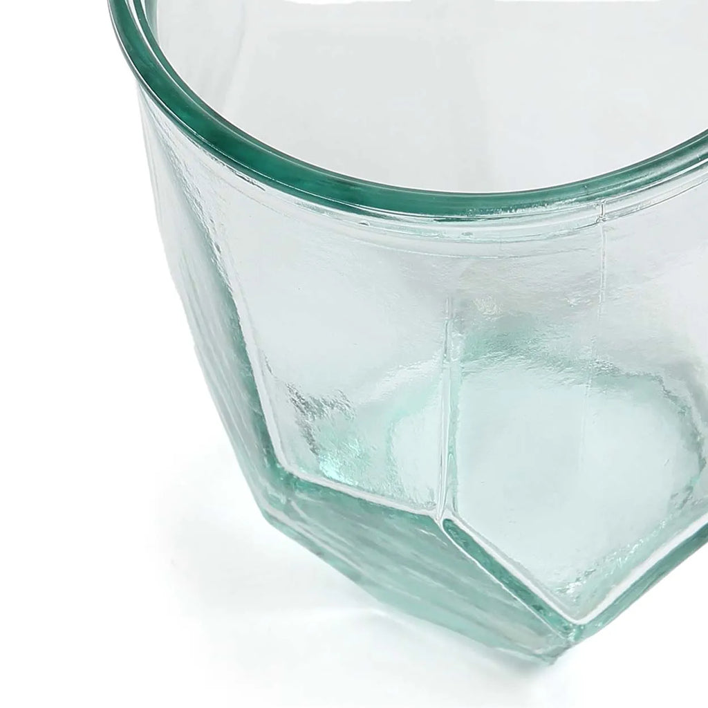 Origami Recycled Glass – Blue Angular Glass for Drinks with Modern Artistic Flair