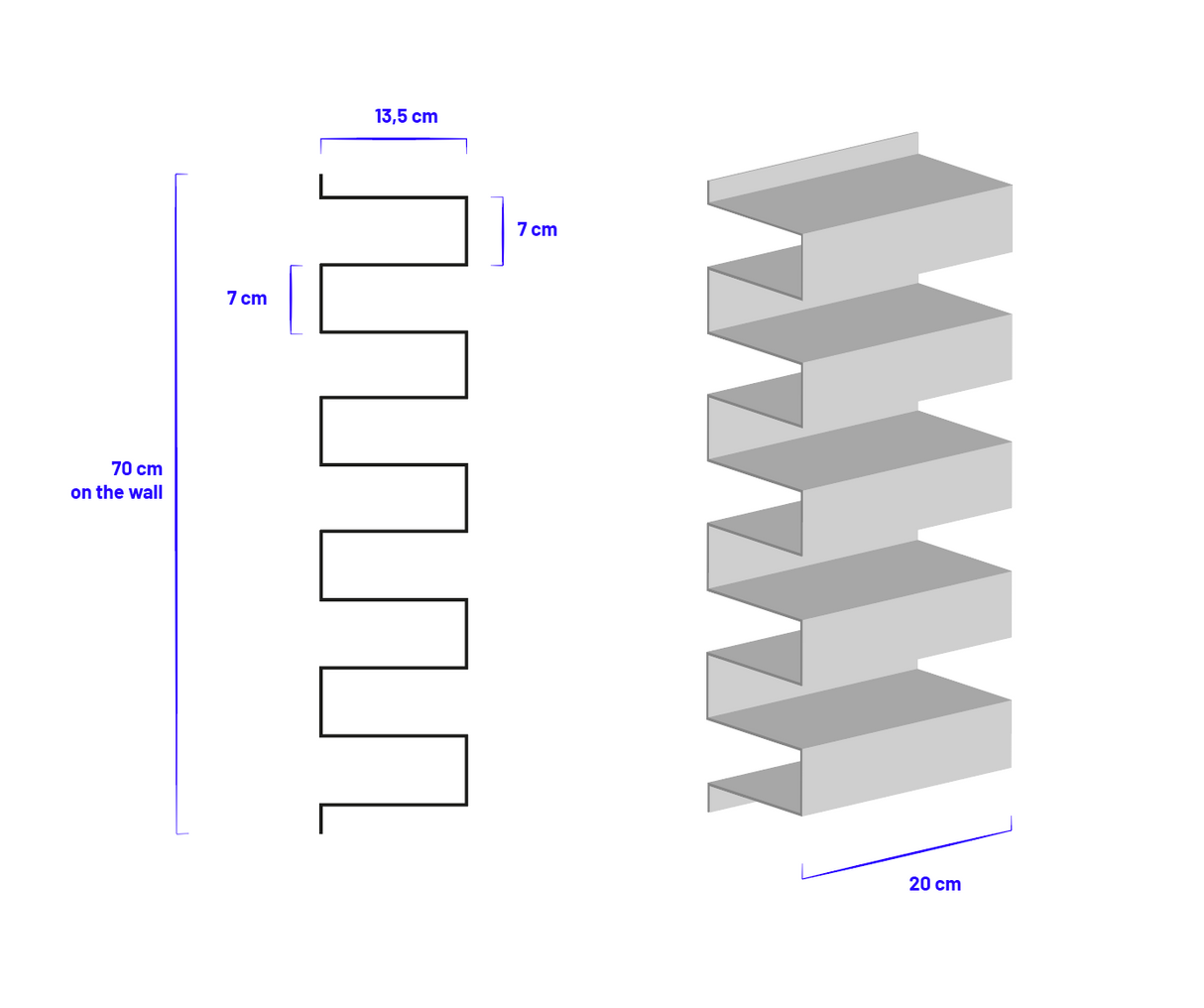 Modern industrial aluminium "1020G7" shelf used as a bedside table