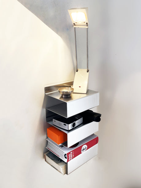 Minimalist aluminium wall-mounted shelf "620G7" by OK.VMH