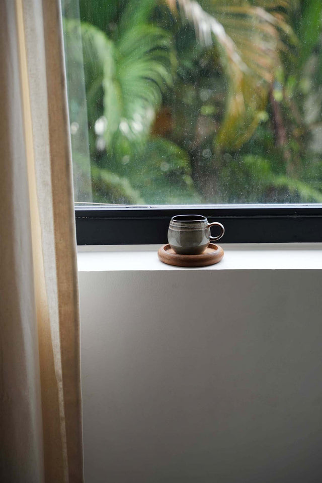 Teak Wood Coaster with a sleek natural finish, offering both functionality and modern design to your home