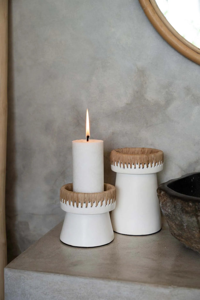 Pretty Candle Holder – White Terracotta - Durable and Modern