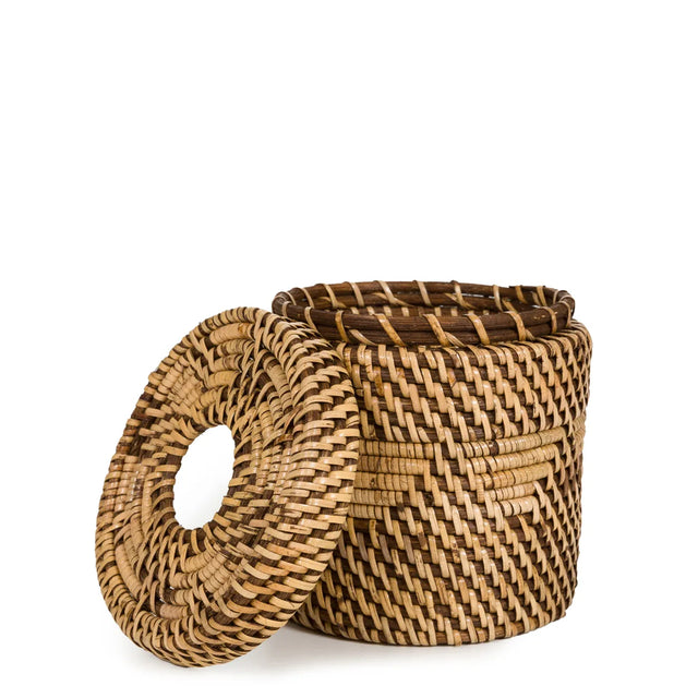 Colonial Handwoven Rattan Tissue Holder in natural brown, fitting seamlessly into a variety of home decor styles